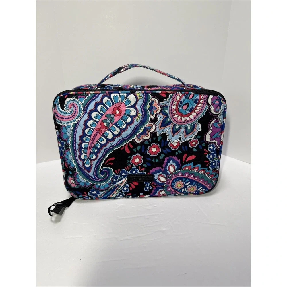 Vera Bradley Large Blush & Brush Makeup Case Cosmetic Bag - Haymarket Paisley